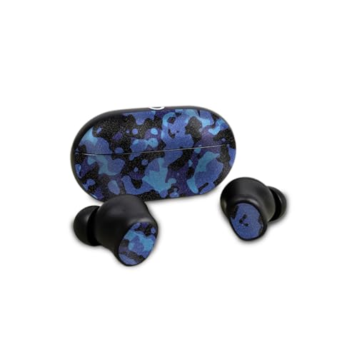 Image of Glossy Glitter Skin Compatible with Beats Solo Buds - Blue Modern Camo - Premium 3M Vinyl Protective Wrap Decal Cover - Easy to Apply | Crafted in The USA by MightySkins