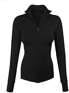 makeitmint Women's Comfy Zip Up Stretchy Work Out Track Jacket w/Back Pocket Large
