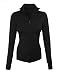 makeitmint Women's Comfy Zip Up Stretchy Work Out Track Jacket w/Back Pocket Small YJZ0002_02BLACK