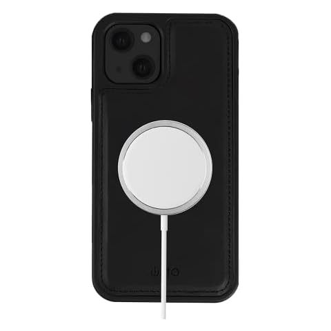 iATO iPhone 13 mini Leather Case. Compatible with Magsafe Magnetic Charging. Black PU Leather Protective Cover. Beautiful & Classy Faux Leather Accessory for iPhone 13 mini, 5.4 inch Cover