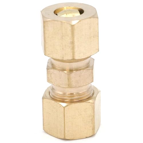 Conector de latón de 5/16" a 3/8" OD reductor hexagonal recto para tuberías 6