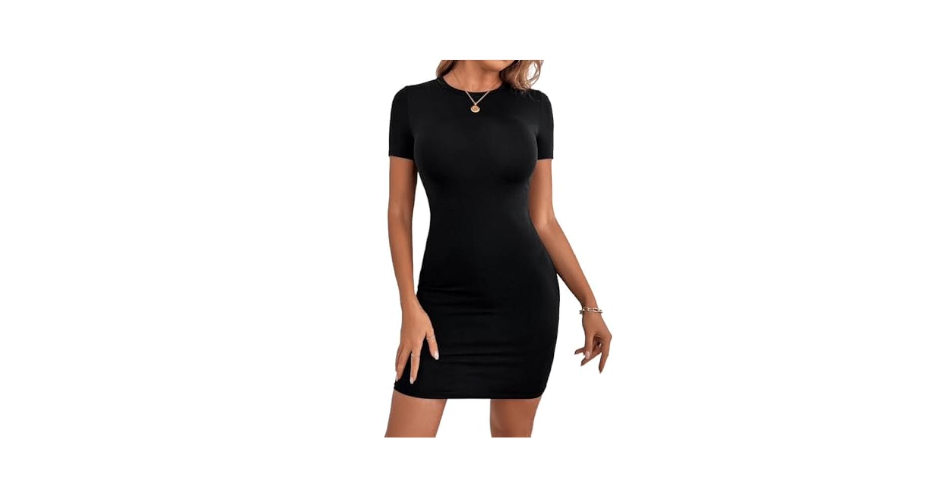 CIVOUX Women's Short Sleeve Dresses Round Neck Solid Bodycon
