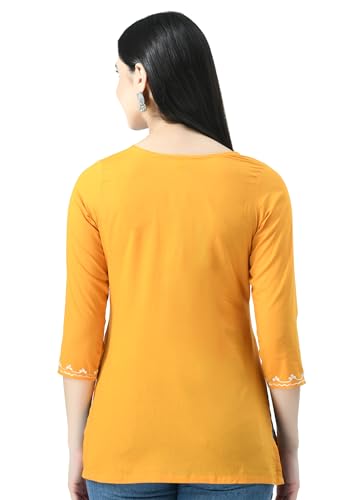 Image of QAZMI Women's Resham Embroidered Kurti |Elegant Design,3 /4 Sleeves, Sweet Heart Neck