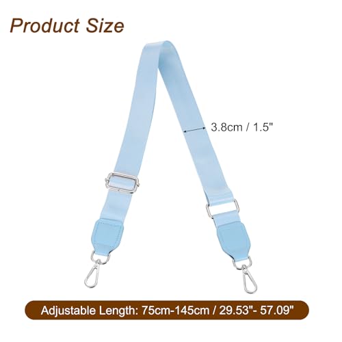Image of uxcell Wide Shoulder Strap, 3.8cm Adjustable Purse Strap Replacement Crossbody Strap for Shoulder Bag Handbag, Sky Blue, Silver Square Mouth Buckle