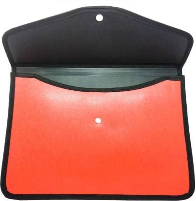 Image of KEEPING A4 /Legal Heavy Duty Document File Bag, Neon Fluorescent Envelope Holder Storage Case, Snap Button Organizer, My Clear Plastic Container (Pack of 4)