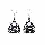 Pronouns Gender Identity Pride Earrings They Them Nonbinary Earrings for Women Ouija Board Witch Goth Earrings Jewelry (TheyThem)