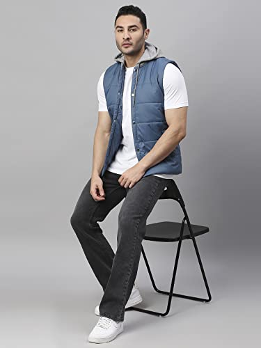 Image of Dennis Lingo Color Block Polyester Regular Fit Full Sleeves Men's Hooded Puffer Jacket with 2 Pockets - Lightweight Casual Winterwear for Men