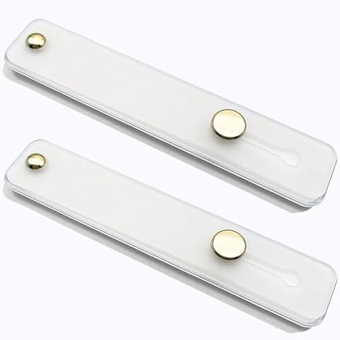 TENOC Phone Grip 2 Pieces White Universal Sticky Finger Strap Holder for Smartphone or Cell Phone Case Cover
