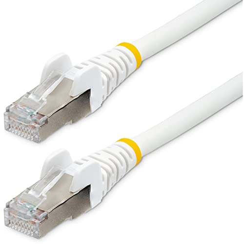 StarTech.com 15ft CAT6a Ethernet Cable - Low Smoke Zero Halogen (LSZH) - 10 Gigabit 500MHz 100W PoE RJ45 S/FTP White Network Patch Cord Snagless w/Strain Relief (NLWH-15F-CAT6A-PATCH)