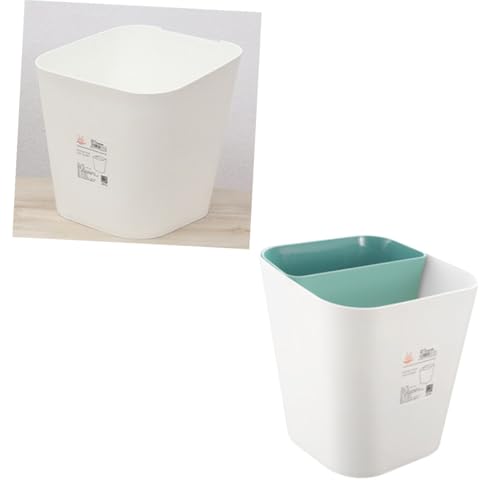 Caneca de basura plástica blanca para baño pequeña miniatura 7