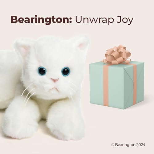 Image of Bearington Muffin White Cat Stuffed Animal - 15 inch Realistic White Cat Stuffy with Soft Plush Fur and Floppy Body - Adorable Stuffed Kitty Cats for Girls - Gift for Kids, Toddlers and Kitten Lovers