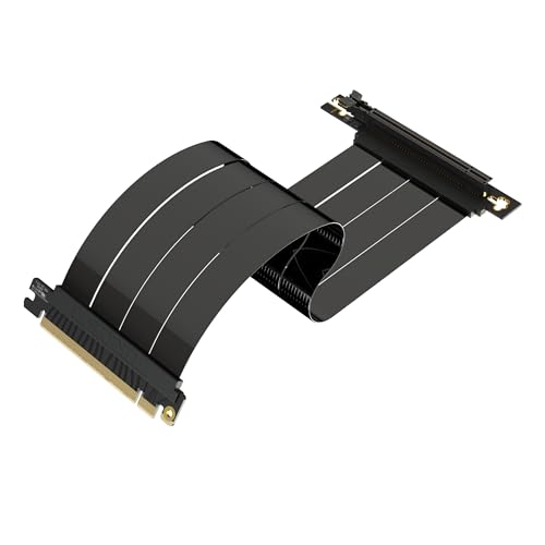 Image of LINKUP - AVA5 PCIE 5.0 Riser Cable (Open Box) | RTX5090 RX9070 GPU Ready | x16 128GB /s Speed | Compatible with PCIe 4.0 & WRX80 /WRX90E | Right Angle, Black 30cm (Total Length 34cm)