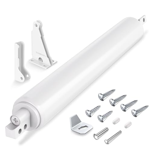 EVOULTES Automatic Storm Door Closer Pneumatic Screen Door Closer with Adjustable Closing Speed Window Closer Safety Closure with Hold Open for Storm (White)