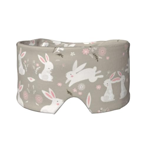 イースターバニーフローラルプリントスリープマスク、柔らかい肌に優しいアイカバー、旅行/ヨガのお昼寝用遮光スリーピングマスク