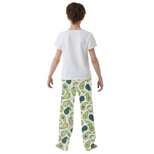 ZZXXB Tropical Avocado Pattern Boys Long Pants Soft Trousers Elastic Waist Kids Lounge Bottoms with Pockets S-XL3
