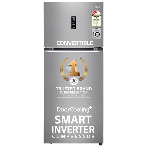 Image of LG 423L 3 Star Frost-Free Smart Inverter Wi-Fi Double Door Refrigerator (GL-T422VPZX, Shiny Steel, Convertible with Door Cooling+),Grey