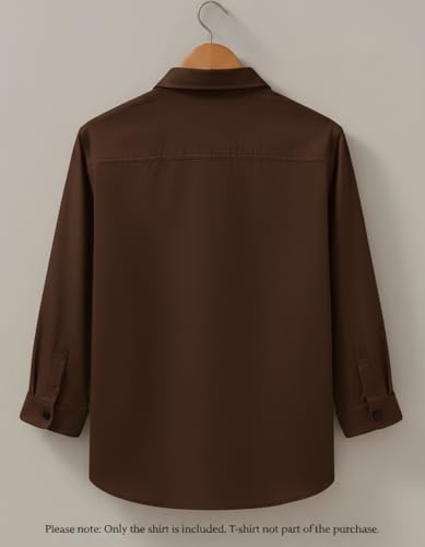 Generic Men's Light Blue Long Sleeve Button-Down Shirt, Relaxed Brown - Image 4