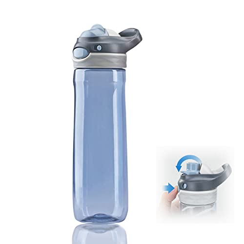 DEARART 26oz Grey Water Bottle No Straw, Clear Bottles with Handle Easy Carried, Wide Mouth AUTOSPOUT Leak Proof Locking Button Flip Up Lid, Suit Sports School Travel Office Gym etc.
