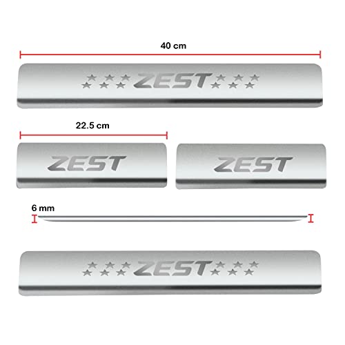 Image of AC Door Sill /Foot Step Stainless Steel Scuff Plate Plates Compatible with Tata Zest (Set of 4 Pcs)