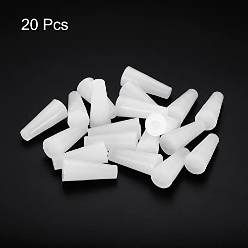 Image of MECCANIXITY Silicone Rubber Tapered Plug 6mm to 11mm Solid White for Powder Coating, Painting, Anodizing, Plating, Sandblasting, Laboratory Use 20 Pieces