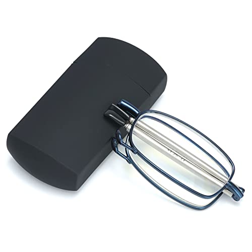 Lanomi Portable Reading Glasses Metal Lightweight Folding Blue Light Blocking Glasses Reader Eyeglasses 1.0 1.25 1.5 1.75 2.0 2.25 2.5 2.75 3.0 with Case for Men Women Blue 1.75