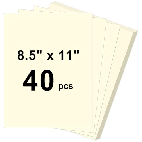 40 Sheets Cardstock 8.5x11 65lb Cream Card Stock Construction Paper 180gsm Thick Printer Paper for Printing Painting Card Making Kids School Supplies Party Decorations
