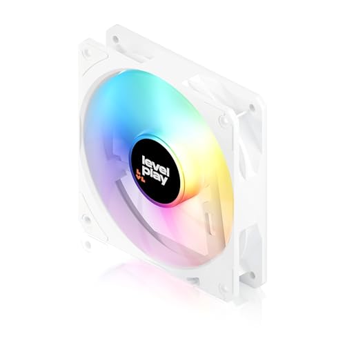 Image of Levelplay Combat Fan CF120 - 120mm ARGB Gen 2 Fan (3-Pin ARGB, 4-Pin PWM) with Ring-Connected Blades (53 CFM, 1.7 mmH2O), Quiet Performance 0-26 dBA, 0-1800 RPM ±10% - White