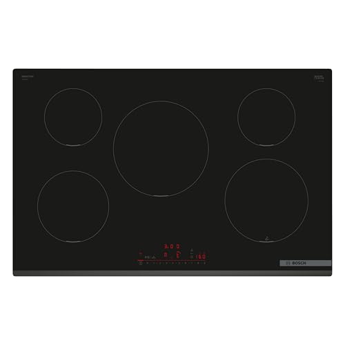 Bosch PIV831HC1E Serie 6, Smartes Induktionskochfeld 80 cm, Rahmenlos aufliegend, Dunstabzugshauben-Steuerung, Bratsensor Assist, Favoriten-Taste, Einfache Bedienung, Power Boost, Quick Start, Schwarz