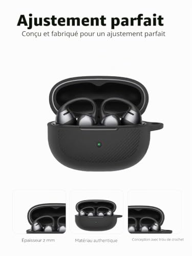 toergy Coque de protection en silicone pour écouteurs SHOKZ Open Dots One, respectueux de l'environnement, avec positionnement précis des trous, résistant aux chocs et aux rayures, toucher agréable – vue 3