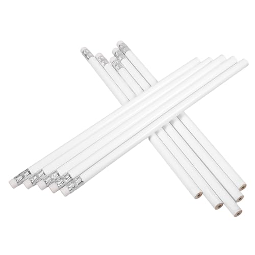 Lápices carpintero MAGICLULU 10 pcs blanco con borrador miniatura 1