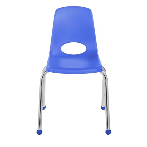Image of FDP 16 inch School Stack Chair,Stacking Student Seat with Chromed Steel Legs and Ball Glides for Classroom, Homeschool or Office - Blue, 11559-BL