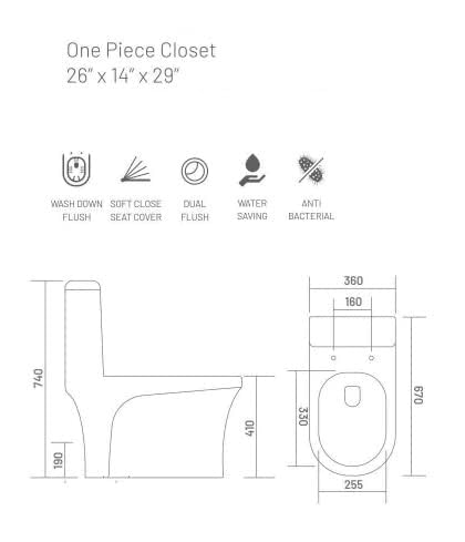 Image of B BACKLINE Ceramic Floor Mounted One Piece Toilet Commode /Western Toilet /European Commode With Soft Close Seat Cover For Lavatory, Toilets (Floor Mounted, Coco - P Trap Outlet Is From Wall)