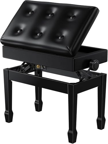 Rhymo Adjustable Piano Duet Bench with Storage Compartment, Made of Heavy Wood, for Keyboard and Piano