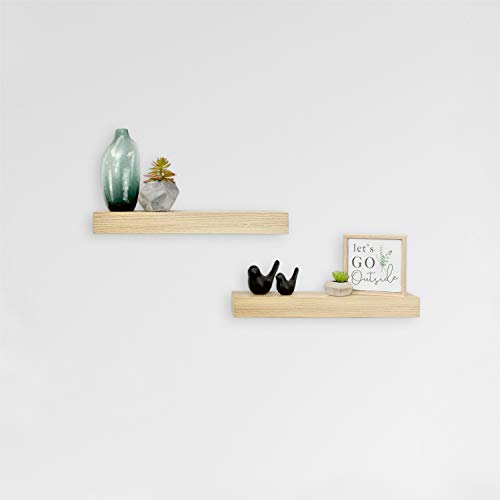 Image of MCS Natural Woodgrain Floating Shelves, 18 Inch x 4 Inch, Set of 2, 18 x 4