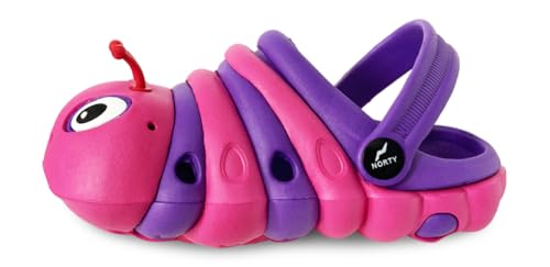 Image of NORTY Toddler Clogs - Fun Baby Clogs With Comfortable Back Strap - Caterpillar Shoes for Kids - Playful Bug Shoes