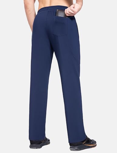 Image of baleaf Men's Fleece Lined Water Resistant Pants Winter Thermal Sweatpants with Zipper Pockets Warm Open Bottom