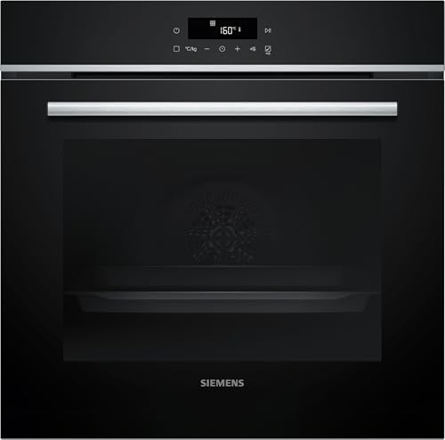 Siemens HB572ABS4 iQ300 - Horno empotrable (60 x 60 cm, mando táctil LED, cookControl10, aire caliente 3D, parrilla de recirculación, calentamiento rápido, pirólisis, activeClean, seguridad para niños