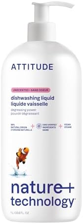 ATTITUDE Dish Soap, EWG Verified, Plant-Based & Vegan Dishwashing...