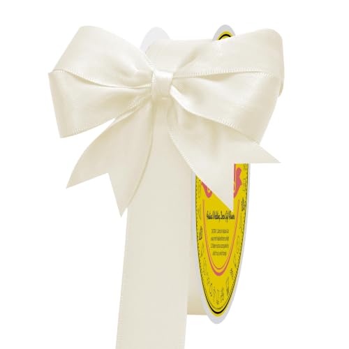 Image of Double Face Ivory Satin Ribbon 7 /8 inch X 50 Yards Polyester Ivory Ribbon for Gift Wrapping Very Suitable for Weddings Party Invitation Decorations and More