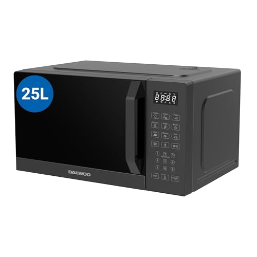 Microondas Daewoo MD-FA257GB-EU, con Grill, 25 Litros de Capacidad, 850W de Potencia, 8 Programas, 5 Niveles de Potencia, Panel Digital, Color Negro