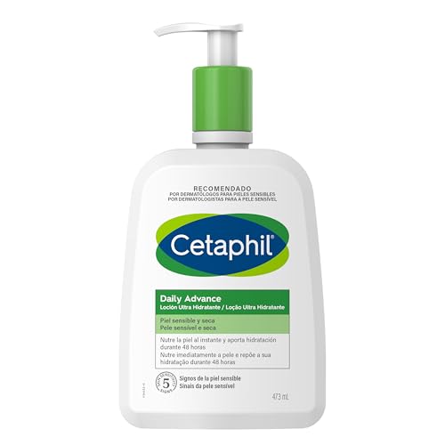 Cetaphil Daily Advance Loción ultra hidratante 473ml, para pieles sensibles y secas, con 9 ingredientes hidratantes, sin perfume