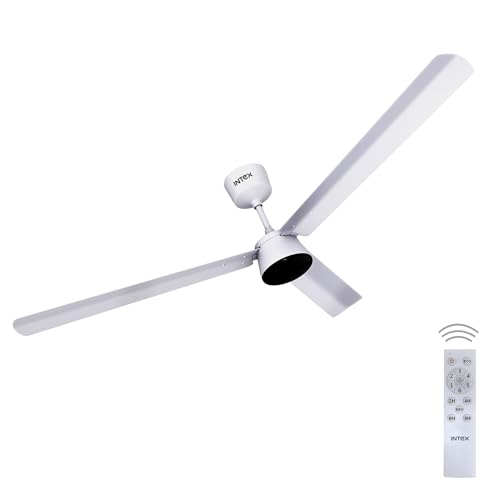 Image of Intex Dynojet 1200mm BLDC Ceiling Fan with Remote, 350 RPM High Speed, 220 CMM Air Delivery, Energy Saving Eco Mode, Timer, Silent Operation, Premium Finish Ceiling Fan (Matte White)