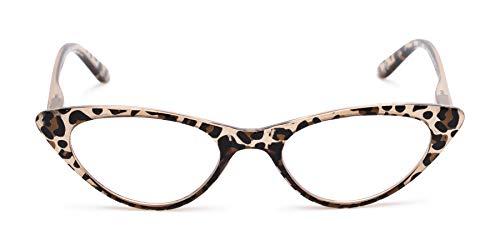 Readers.com Reading Glasses: The Brit Reader, Plastic Cat Eye Style for Women - Brown Leopard, 1.00