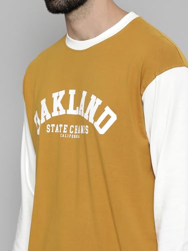 Image of Maniac Mens Printed Round Neck Full Sleeve Cotton Oversized T-Shirt