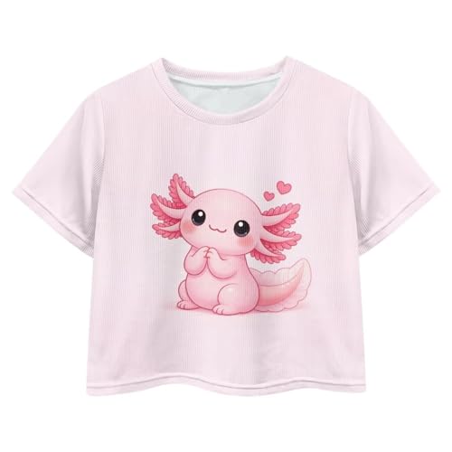 Image of Girls Fashion Crewneck Tee Shirts Casual Short Sleeve Crop Top Summer Outfits 5-14 Year