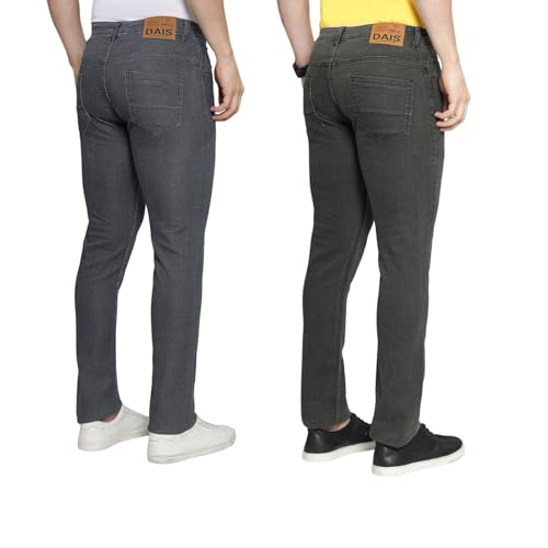 Image of DAIS Men's Stretchable Slim Fit Mid Rise Jeans, Pack of 2, (Combo of 2 Jeans)