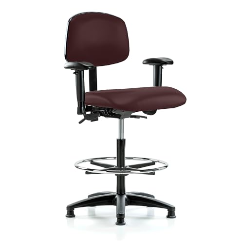 Image of Perch Task Chair with Foot Ring, Glides, 25 inch-34.5 inch, Burgundy Fabric