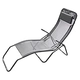 Spetebo Gesundheitsliege mit Kopfkissen - anthrazit - Gartenliege zusammenklappbar - Pool Bäder Spa Garten Balkon Sonnen Liege grau
