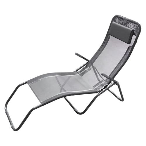 Gesundheitsliege mit Kopfkissen - anthrazit - Gartenliege zusammenklappbar - Pool Bäder Spa Garten Balkon Sonnen Liege grau 4 Gesundheitsliege mit Kopfkissen - anthrazit - Gartenliege zusammenklappbar - Pool Bäder Spa Garten Balkon Sonnen Liege grau