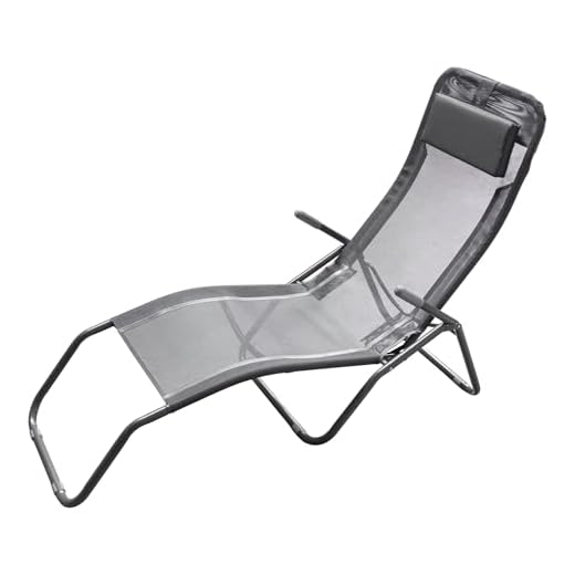Gesundheitsliege mit Kopfkissen - anthrazit - Gartenliege zusammenklappbar - Pool Bäder Spa Garten Balkon Sonnen Liege grau